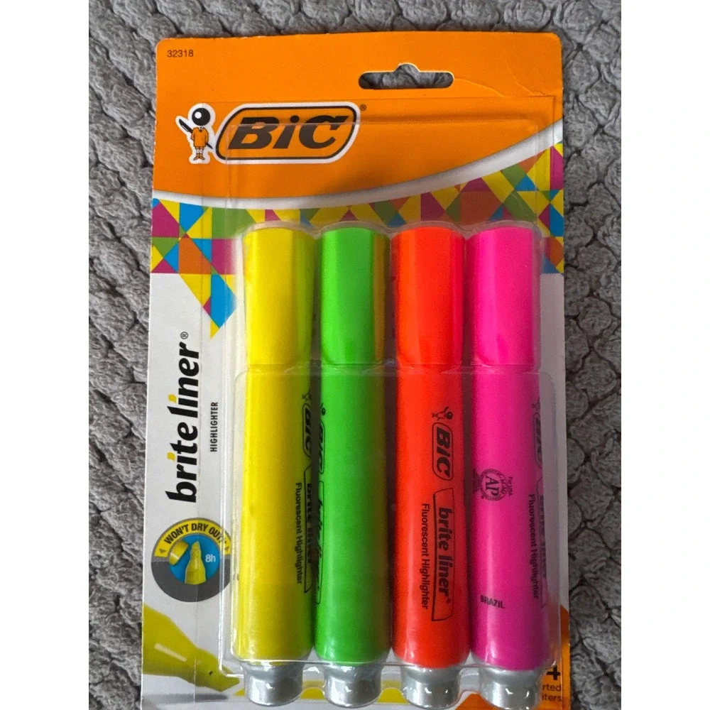 Sharpie Permanent Markers BIC Brite Liner Pen+Gear Highlighters Bundle 25ct